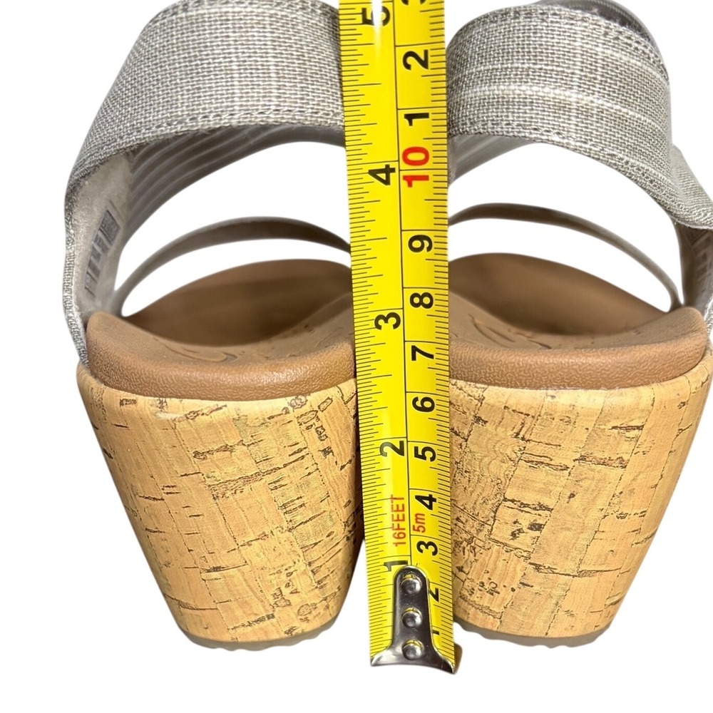 NWOT Skechers Wedge Sandals Cork Footbed Gray Silver‎ Straps Size 9.5W - Picture 5 of 10